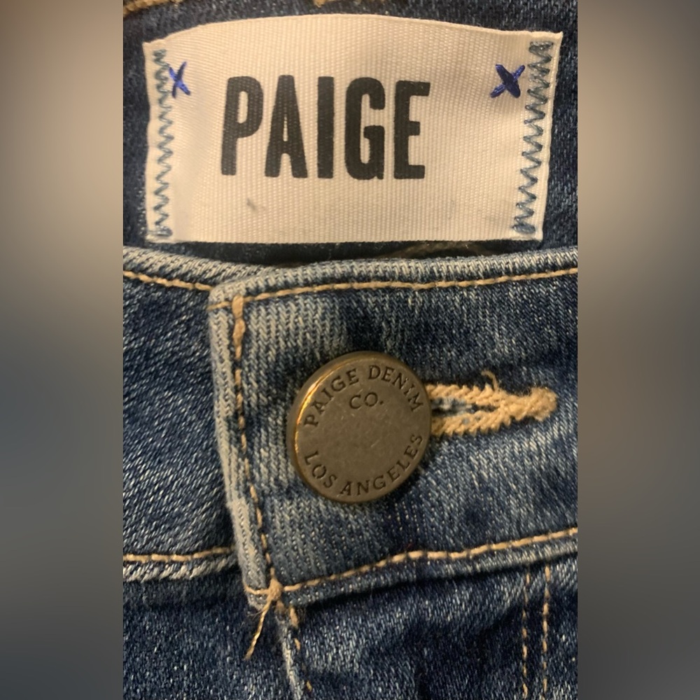 PAIGE Blue Distressed Denim Cutoff Jimmy Jimmy Shorts Sz 25 NWOT - Picture 9 of 14